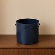 Large Navy Blue Bobbled Metal Planter Pot - 28cm x 23.5cm