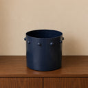 Large Navy Blue Bobbled Metal Planter Pot - 28cm x 23.5cm