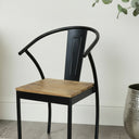 Large Open Back Black &amp; Wooden Dining Chair