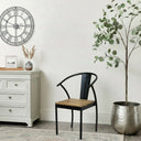 Large Open Back Black & Wooden Dining Chair