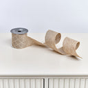 Large Pale Champagne Diamond Detailed Glittered Wired Ribbon Garland - 270cm
