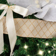 Large Pale Champagne Diamond Detailed Glittered Wired Ribbon Garland - 270cm