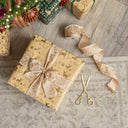 Large Pale Champagne Floral Glittered Wired Ribbon Garland - 270cm