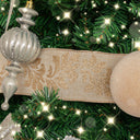 Large Pale Champagne Floral Glittered Wired Ribbon Garland - 270cm