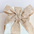 Large Pale Champagne Glittered Wired Ribbon Garland - 270cm