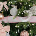 Large Pink &amp; White Diagonal Striped Wired Christmas Tree &amp; Gift Wrapping