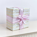 Large Pink &amp; White Striped Wired Ribbon Garland - 270m