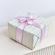 Large Pink & White Diagonal Striped Wired Ribbon Garland - 270m