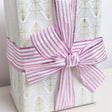 Large Pink &amp; White Vertical Striped Wired Ribbon Garland - 270m