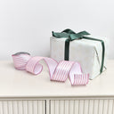 Large Pink &amp; White Vertical Striped Wired Ribbon Garland - 270m
