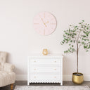 Large Pink Wooden Grain &amp; Gold Detailed Wall Clock - 70cm x 70cm