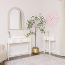 Large Pink Wooden Grain &amp; Gold Detailed Wall Clock - 70cm x 70cm