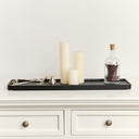 Large Rectangular Black Wood Decorative Tray - 58cm