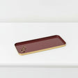 Small Rectangular Metal Oxblood Red and Gold Decorative Tray