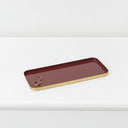 Small Rectangular Metal Oxblood Red and Gold Decorative Tray