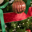 Large Red &amp; Gold Velvet Wired Christmas Tree &amp; Gift Wrapping Ribbon - 270cm (2.7m / 106.3')