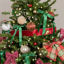 Large Red &amp; Gold Velvet Wired Christmas Tree &amp; Gift Wrapping Ribbon - 270cm (2.7m / 106.3')