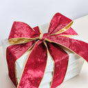 Large Red &amp; Gold Velvet Wired Ribbon - 270cm