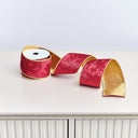 Large Red &amp; Gold Velvet Wired Ribbon - 270cm