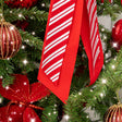 Large Red &amp; White Candy Cane Flocked Christmas Bow Decoration