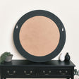 Large Round Black &amp; Gold Wall Mirror - 80cm x 80cm