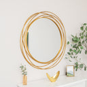 Large Round Brushed Gold Mirror - 88cm x 85cm