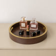 Large Round Chocolate Brown &amp; Gold Decorative Tray - 30cm