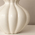 Large Round Fluted White Speckled Ceramic Flower Vase
