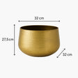 Large Round Gold Patterned Planter