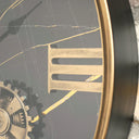 Large Round Metal Black &amp; Gold Cog Clock 60cm x 60cm