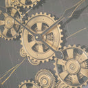 Large Round Metal Black &amp; Gold Cog Clock 60cm x 60cm