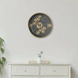Large Round Metal Black &amp; Gold Cog Clock 60cm x 60cm