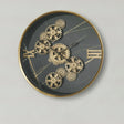Large Round Metal Black & Gold Cog Clock 60cm x 60cm