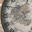 Large Round Metal Black &amp; Gold Cog Clock 80cm x 80cm
