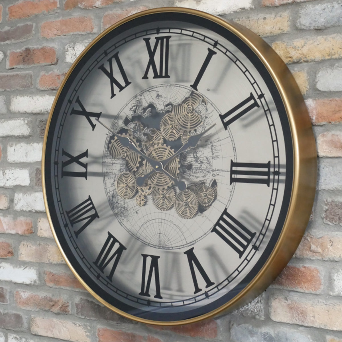 Large Round Metal Black & Gold Cog Clock 80cm x 80cm – Melody Maison