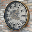 Large Round Metal Black & Gold Cog Clock 80cm x 80cm