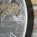 Large Round Metal Black &amp; Silver Cog Clock 60cm x 60cm