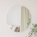 Large Round White Scalloped Wall Mirror - 90cm x 90cm