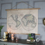 Large Rustic World Map Hanging Canvas Print 106cm x 73cm