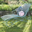 Large Sage Green Metal Sun Lounger