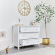 Large Scalloped 3 Drawer Chest of Drawers &amp; Pair of Bedside Tables - Staunton White Range