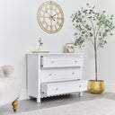 Large Scalloped 3 Drawer Chest of Drawers &amp; Pair of Bedside Tables - Staunton White Range