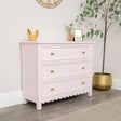 Large Scalloped 3 Drawer Chest of Drawers - Staunton Pink Range - Damaged second