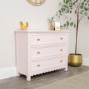 Large Scalloped 3 Drawer Chest of Drawers - Staunton Pink Range - Damaged second