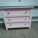 Large Scalloped 3 Drawer Chest of Drawers - Staunton Pink Range - Damaged second