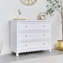 Large Scalloped 3 Drawer Chest of Drawers - Staunton White Range - Damaged second