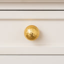 Large Shiny Gold Round Hammered Drawer Knob - 5cm