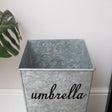 Large Silver Galvanised Umbrella stand With Black Text