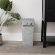 Large Silver Galvanised Umbrella stand With Black Text