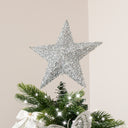 Large Silver Tinsel Star Shaped Christmas Tree Topper